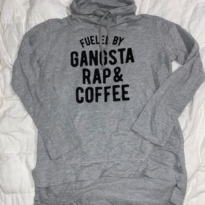 Funny “Fueled by gangsta rap & coffee” sweater